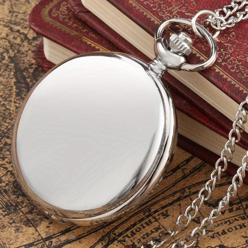 1pc Luxury Smooth Quartz Pocket Watch Pure Color Retro Steampunk Necklace Pendant Clock Watches