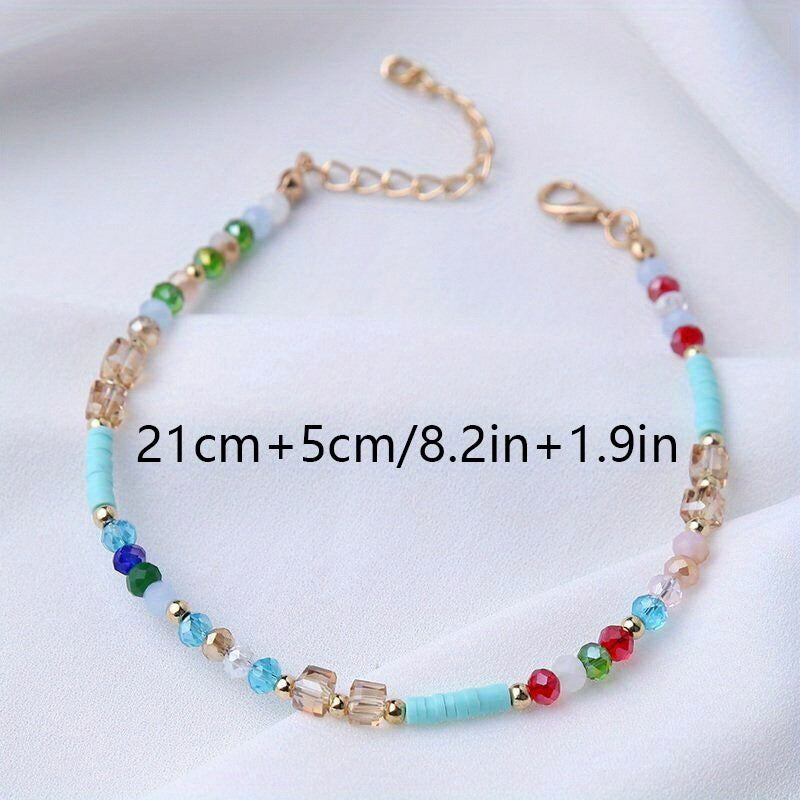 Boho Handmade Crystal Bead Anklet Bracelet Foot Chain Beach Anklet Women Jewelry - Fashionable, Exquisite, Versatile Party, Holiday, Anklet, Jewelry Gifts