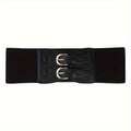 Bimetallic Buckle Wide Corset Waist Belt Casual Simple Elastic Belt Dress Shirt Jacket Suit Clothing Accessories for Women's Gifts to Family And Friends Christmas Holiday Gifts