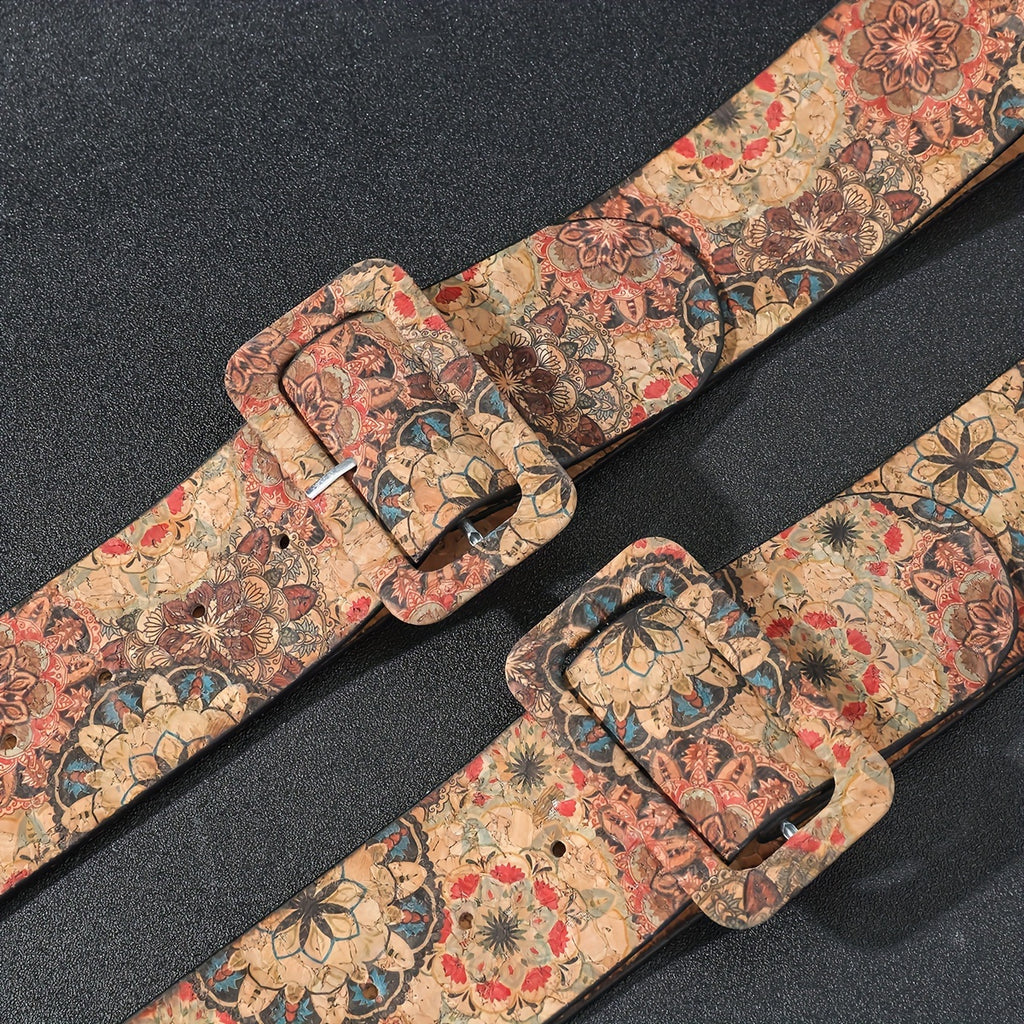 A Women'S Belt with a Floral Design, Featuring a Bohemian Style Buckle, Perfect for Jeans. This Retro Western Belt Is Ideal for Everyday Use, Vacations, Parties, And Casual Wear