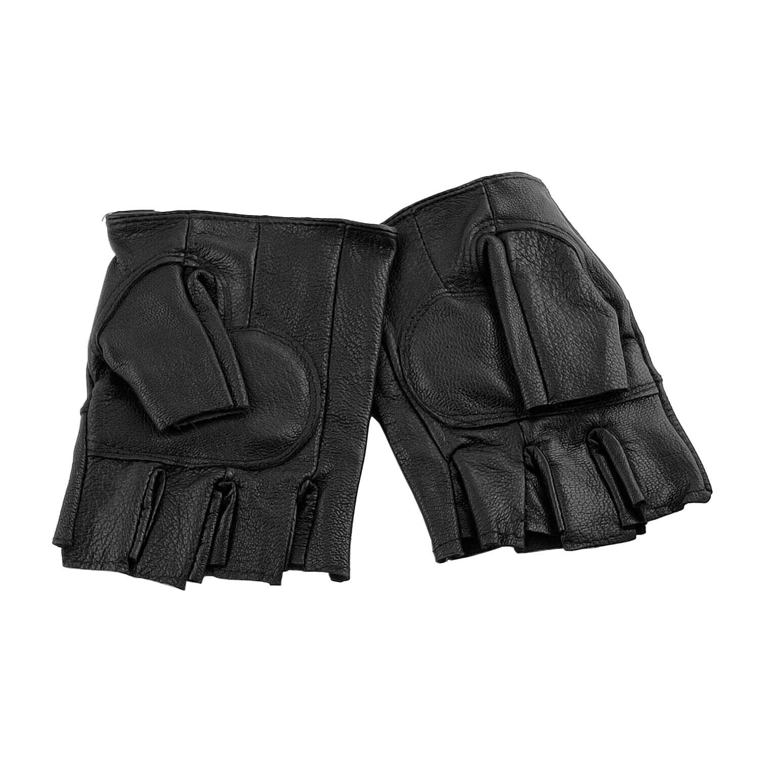 Men's Steampunk Motorcycle Leather Fingerless Gloves with Rivet & Chain Bracelet - Black Biker Style, Skull & Gear Design, One Size Fits Most, Motorcycle Gloves, Accessory for Bikers, Metallic Accent Details, Riding Gear, Fashion Enthusiasts