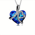 [Perfect Anniversary Gift] Elegant 925 Sterling Silver 'I Love You Forever' Heart-Shaped Pendant Necklace With Blue Crystal & Sparkling Accents - Perfect Anniversary, Birthday Gift For Women, Jewelry Weight Of The Product (2.15g)