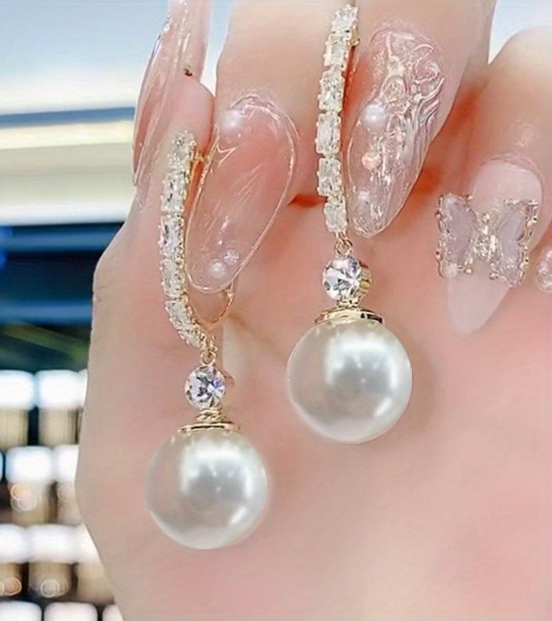1 Pair Of Bohemian Style Sparkling Synthetic Cubic Zirconiaia Round Pendant Earrings, Suitable for Teenagers And - Stylish Geometric Design, Perfect for Banquets, Parties, Daily Festivals, Wearing Perfect Jewelry Gifts, for Teenager