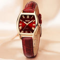 Square Quartz Watch Faux Leather Strap Zinc Alloy Pointer Zinc Alloy Case, Wine Barrel-Shaped Watch, Perfect for Women