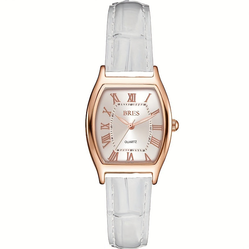 Square Quartz Watch Faux Leather Strap Zinc Alloy Pointer Zinc Alloy Case, Wine Barrel-Shaped Watch, Perfect for Women