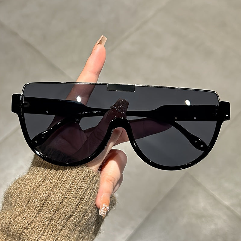 Trendy Unisex Oversized Semi-Circular Glasses - Glare-Resistant Shades Ideal for, Trips, And Daily Activities; Built to Last with Style
