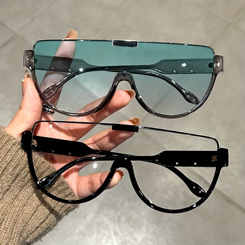 Trendy Unisex Oversized Semi-Circular Glasses - Glare-Resistant Shades Ideal for, Trips, And Daily Activities; Built to Last with Style