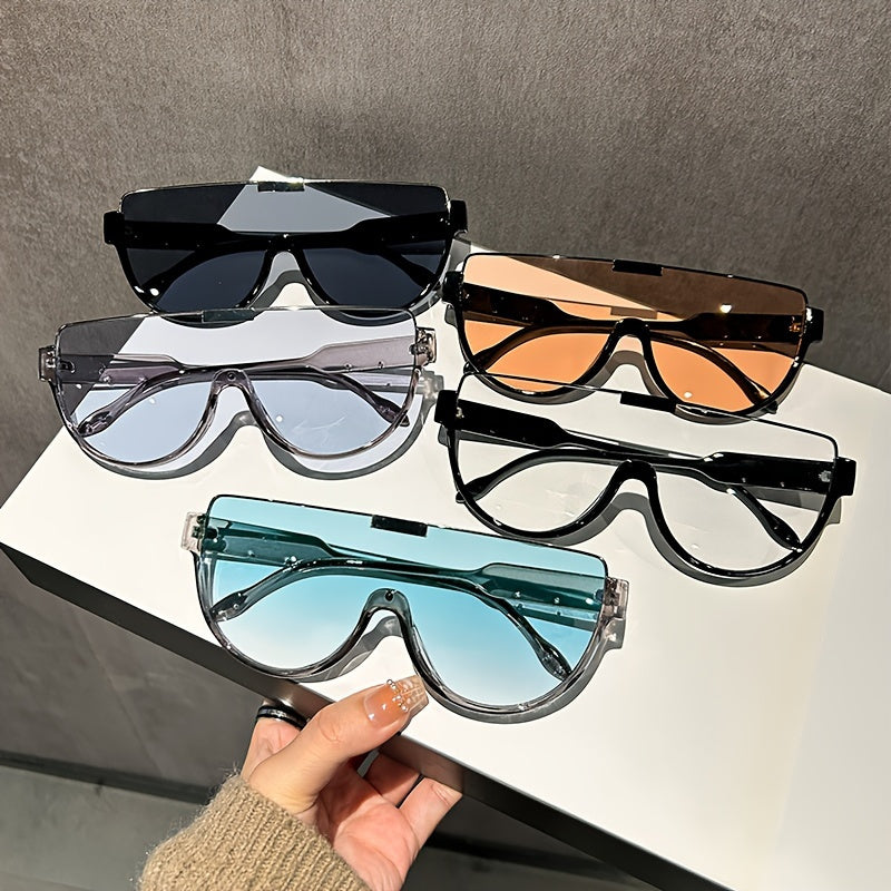 Trendy Unisex Oversized Semi-Circular Glasses - Glare-Resistant Shades Ideal for, Trips, And Daily Activities; Built to Last with Style