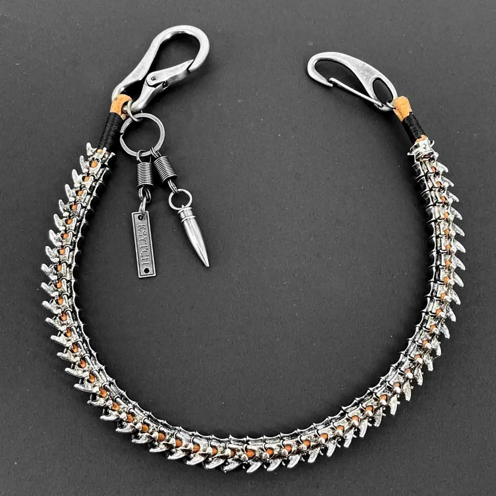 Durable Punk Style Biker Jeans With Chain, Studs, And Key Holder For Men's Wallet