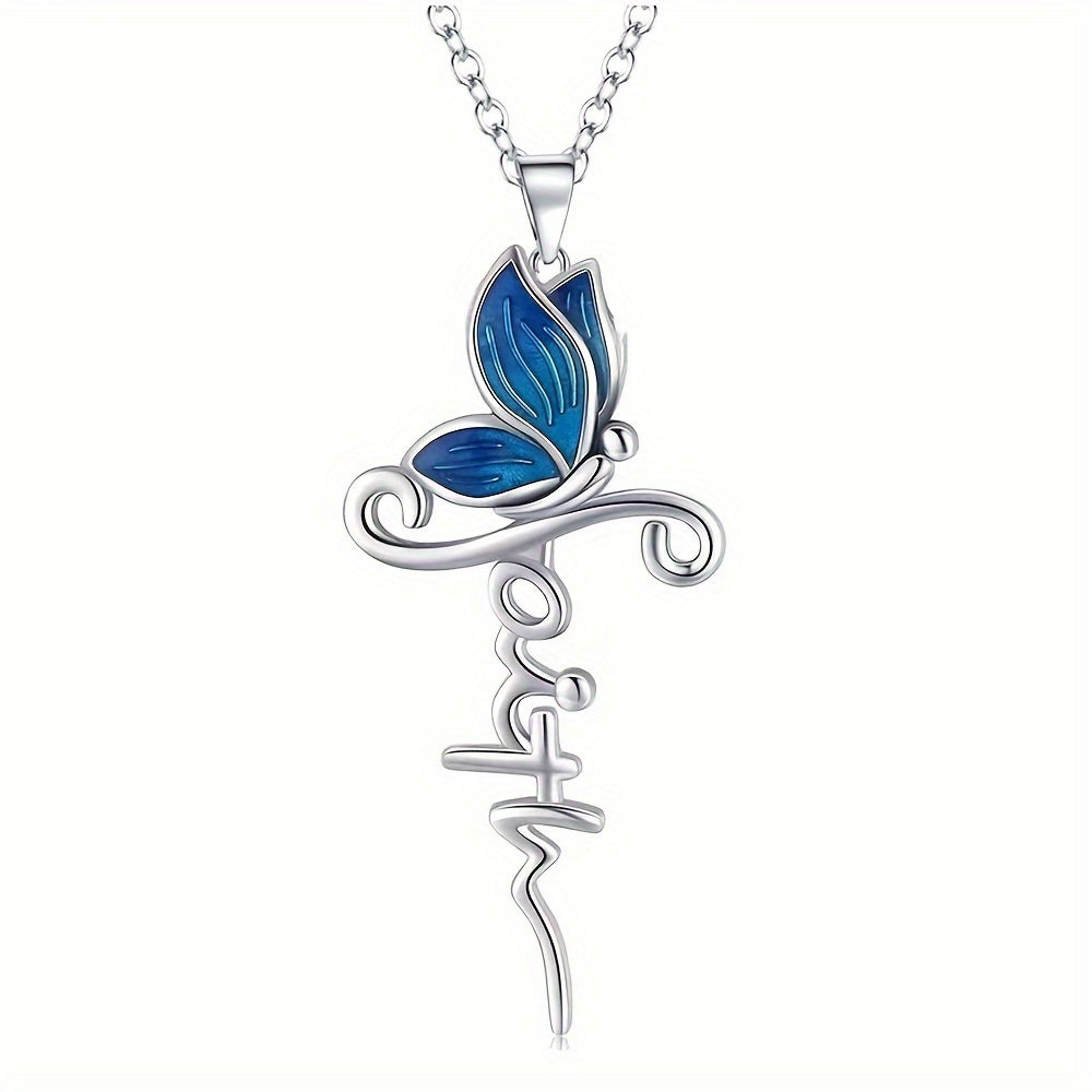 3pcs Elegant And Fashionable Animal Hummingbird Butterfly Turtle Cross Pendant Necklace Valentine'S Day Anniversary Gift Jewelry