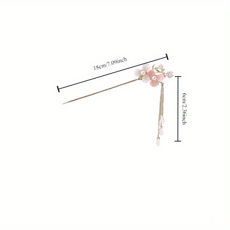 10pcs Floral Hair Clip Set - Delicate Alloy Acrylic Flower Clips, Suitable for Women, Perfect for Matching with Hanfu, Traditional Chinese Clothing, and Bridal Hairstyles, Suitable for Ages 14 and Above