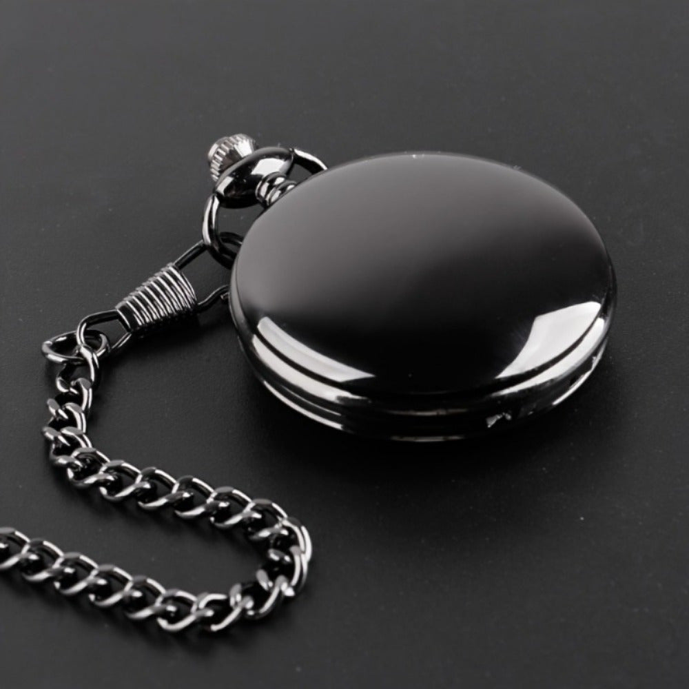 For My Beloved Son: a Sturdy Black Quartz Pocket Watch Pendant with an Arabic Numeral Dial, a Perfect Gift for Christmas And New Year, Filled with Concerns And Good Wishes