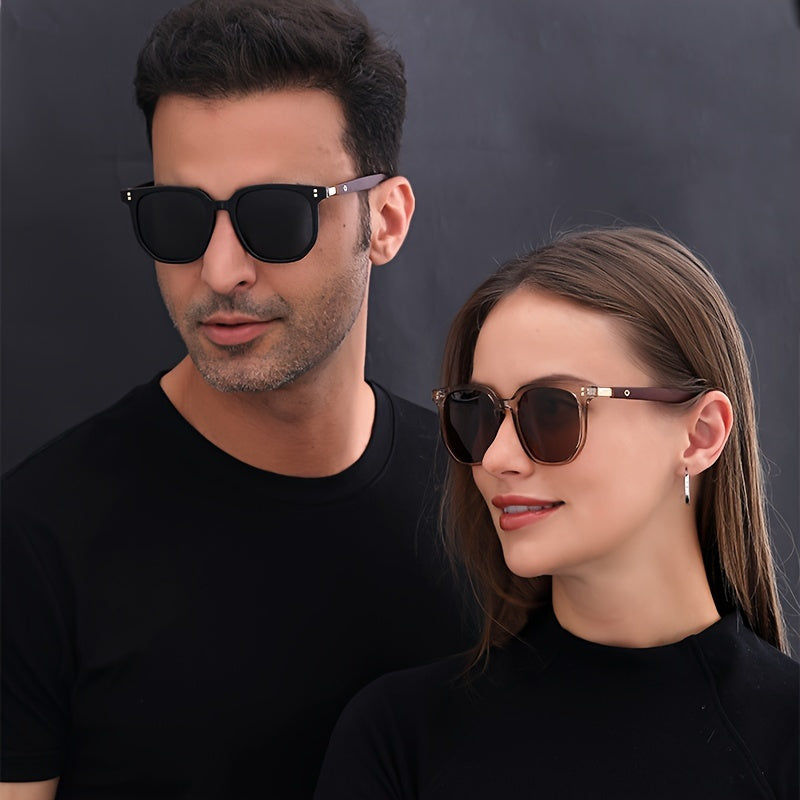 Unisex Vintage-Style Sunglasses With Stud Detail, Fashion Street Style, Suitable For Outdoor Driving And Travel