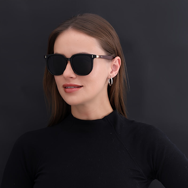 Unisex Vintage-Style Sunglasses With Stud Detail, Fashion Street Style, Suitable For Outdoor Driving And Travel