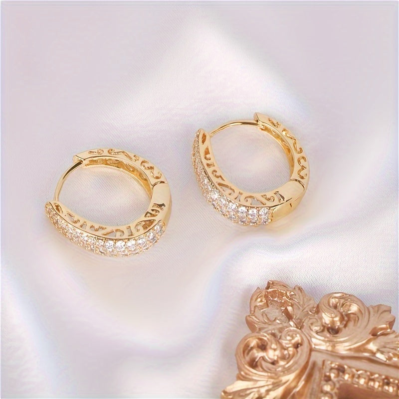 1 Pair of S925 Silver Earrings Elegantly Plated with Sparkling Synthetic Zirconia Earrings - Chic Retro Style and Dazzling Radiance, Perfect Gift