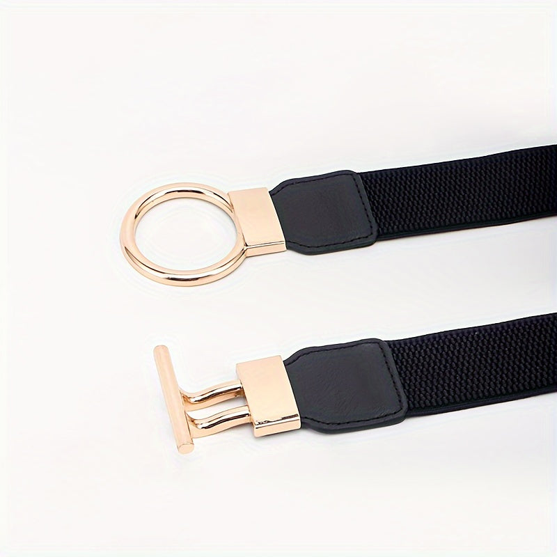 3pcss Women'S Daily Essentials, 3pcs Set with Round Buckle Wide Waistband, Classic Solid Color Elastic Waistband, Elegant Outerwear Waistband, a Must-Have Gift