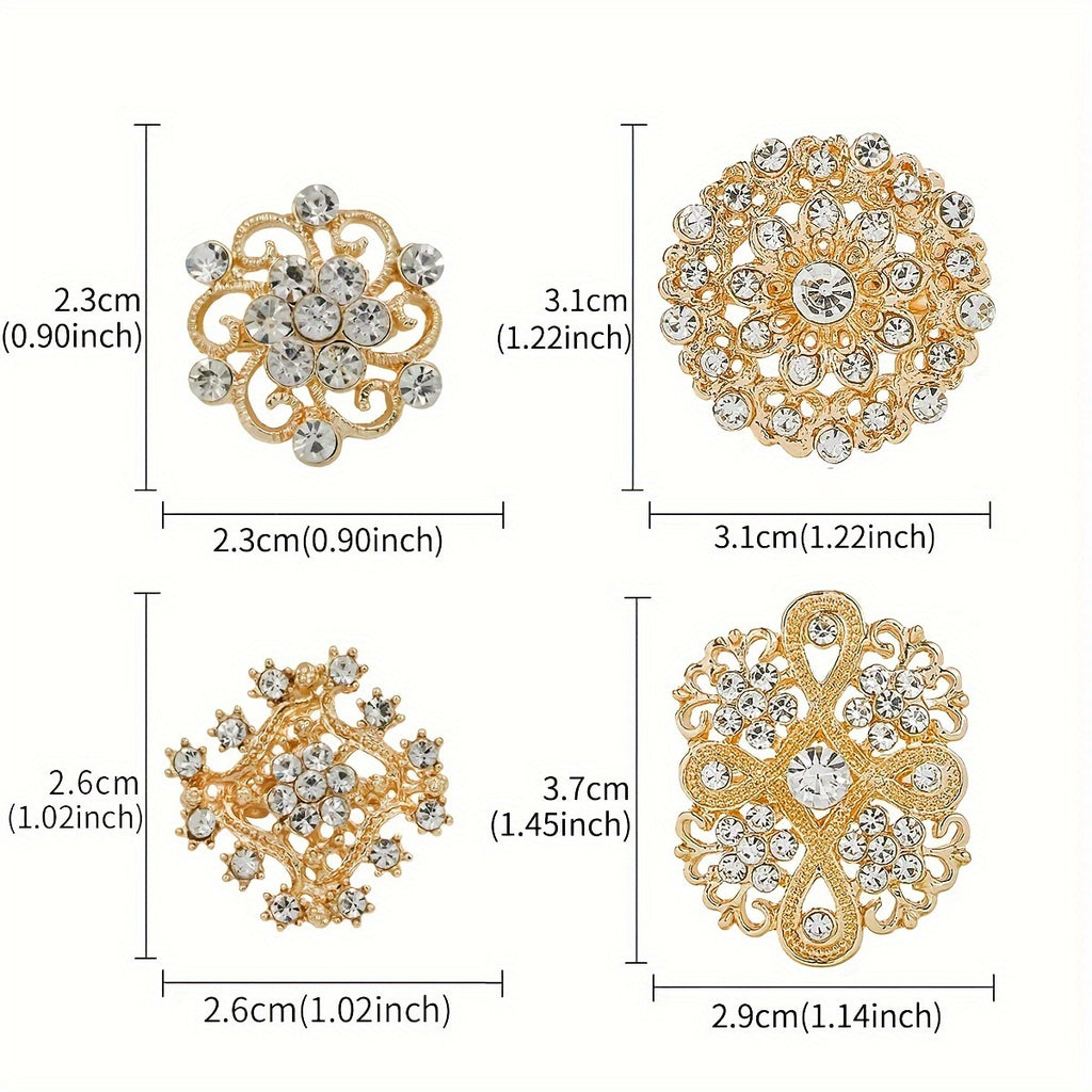 36Pcs Rhinestone Brooch Set, Elegant Golden Jewelry with Classic Design, Perfect for Weddings, Parties, and Formal Occasions, Versatile, Shiny Fashion Accessories, Ideal Gift for.Suitable for men and women.