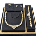 5pcs Dubai/European Style Jewelry Sets, Heart Necklace/Ring/Bracelet And Earrings, Luxury Bohemian Design for Weddings, Parties And Formal Occasions, Perfect Gift Sets for Valentine'S Day, Classic African Jewelry