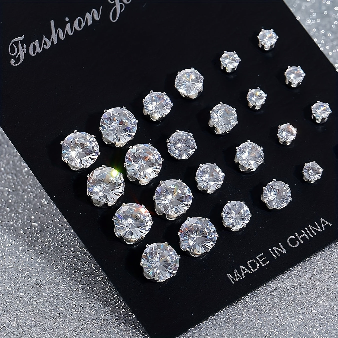 12 Pairs/ sets of Stylish 925 Silver Plated Earrings and Inlaid Synthetic Synthetic Zircon Simple Earrings for Men and Women Everyday Wear