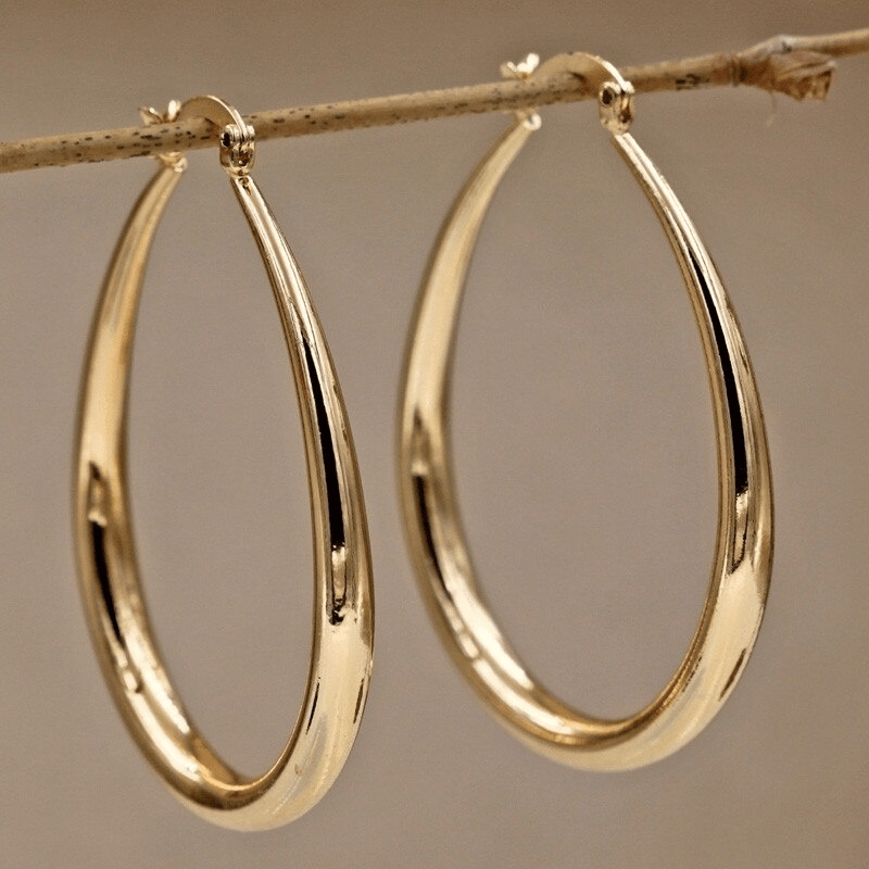 Women' Simple Hoop Earrings - Uncoated Color ( Blonde//) - Bohemian Retro Minimalist Jewelry Gift Suitable for Christmas, Daily Wear & Year-Round - No Plating Hoops