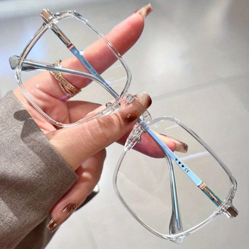 Anti-blue light glasses frames Ultra-Thin Clear Frame Glasses with Heart Pattern Leg, Gender-Neutral Minimalist Eyewear, Teen s Trendy and Elegant Non-Prescription Glasses Perfect for Daily Wear, Street Photography and Fashionable Outings