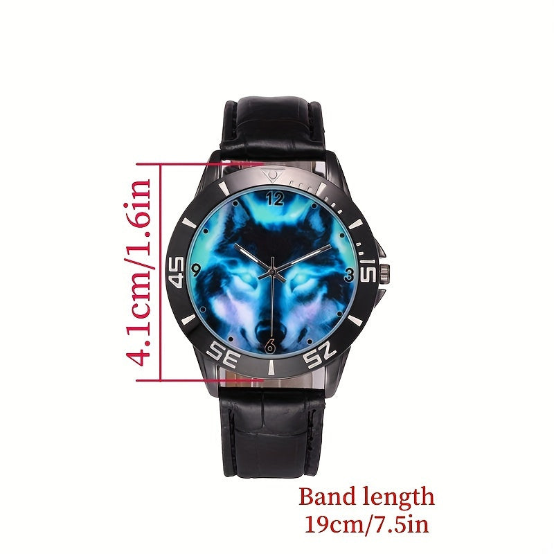 Brand New Wild Animal Watch Wolf Faux Leather Quartz Movement Xmas Gift Fashion Casual Watches