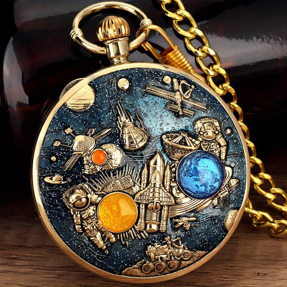Space Series Music Pocket Watch Original Men Quartz Chain Clock Women Music Necklace Watches Unique Couples Collectibles Gift