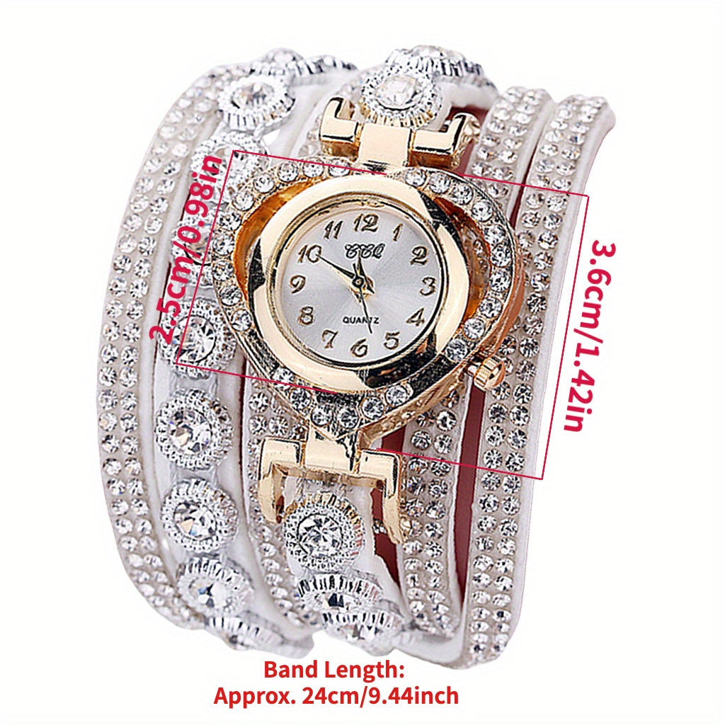 Ladies' Luxury Rhinestone Bracelet Wristwatch Multilayer Analog Watch Birthday Christmas New Year Gifts
