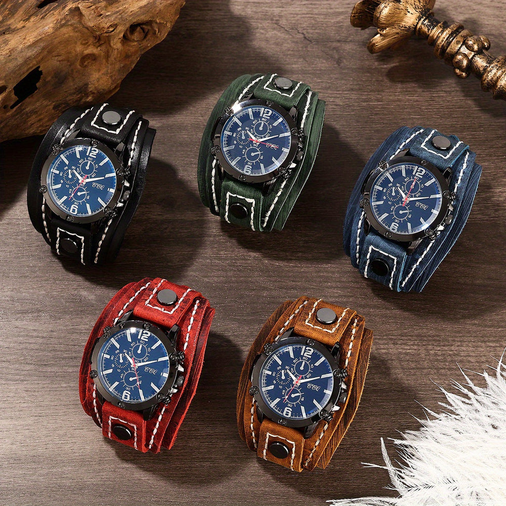 Retro PU Leather Watch Bracelet, Versatile and Fashionable for Men and Women, Hip-hop PU Leather Bracelet Watch Gift