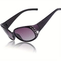 COOLEAR Polarized Glasses for Women, Rhinestone Wrap Around Glasses with UV Protection Lens