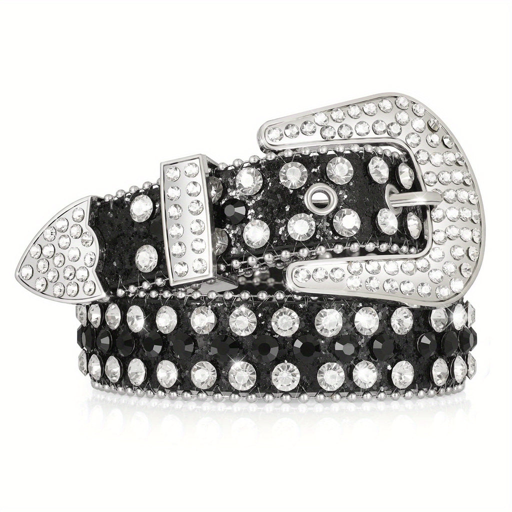 1pc Women's Polka Dot Rhinestone Belt - Red PU with Shiny Alloy Buckle, Casual Street Style Accessory | Wet Wipe Clean | Fashion Gift for School or Halloween
