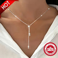 Elegant 925 Sterling Silver Y-Shape Necklace For Women, Adjustable Bead Slider, Simple Classic Design, Silver Plated, Hypoallergenic Versatile For All Seasons, Ideal For Daily Wear & Vacation, Perfect Christmas Gift