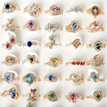 [Perfect Gift] 10pcs/Set Random Vibrant Stainless Steel Stacking Rings with Colorful Faux Gems - Durable, Hypoallergenic, and Adjustable - Perfect for Women's Party Favors, Casual Attire, and Gift Giving