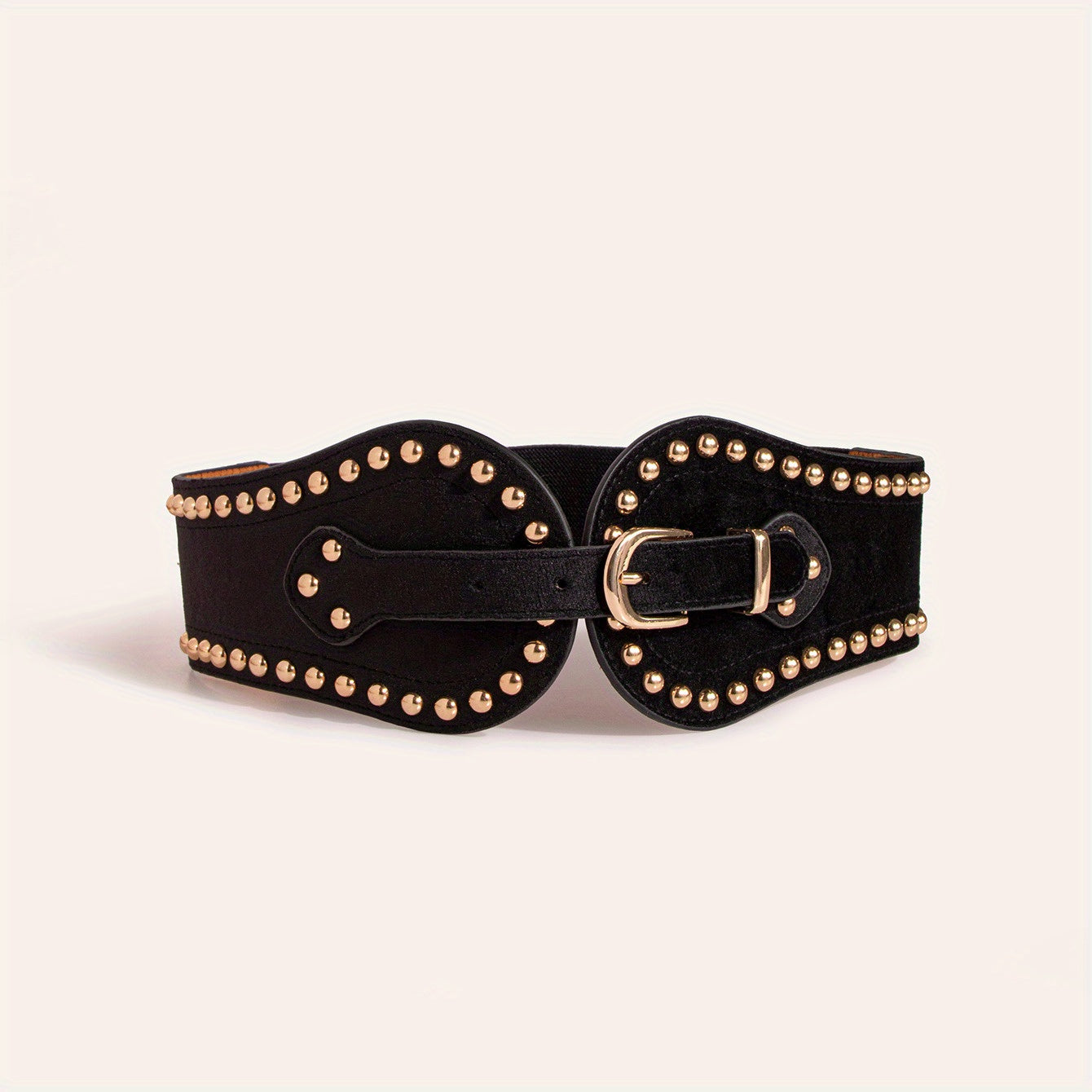 Women'S Elastic Vintage Belt Elastic Vintage Wide Belt Wine Rivet Wide Women'S Elegant Belt Fashionable