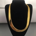 1pc Width 9mm Golden Plated Chain Necklace for Men, Herringbone Chain Classic Clavicle Chain Jewelry