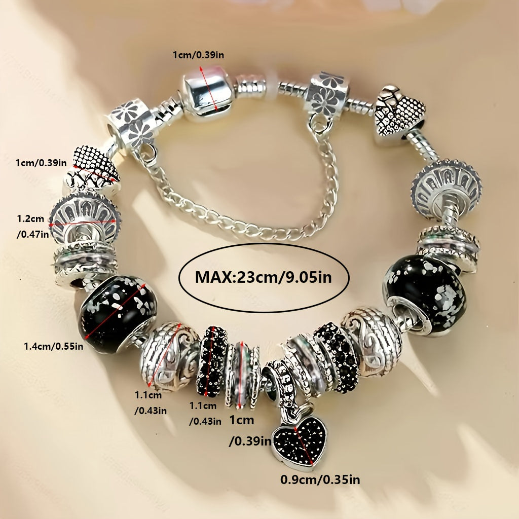 Vintage Bohemian Heart Pendant Charm Bracelet - Beaded Adjustable Chain for Women Jewelry Accessory
