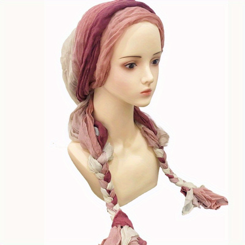 Multifunctional Outdoor Autumn Winter Lightweight Multicolor Braided Turban Hat, Retro Bohemian Style, Daily And Festival Choice for Women