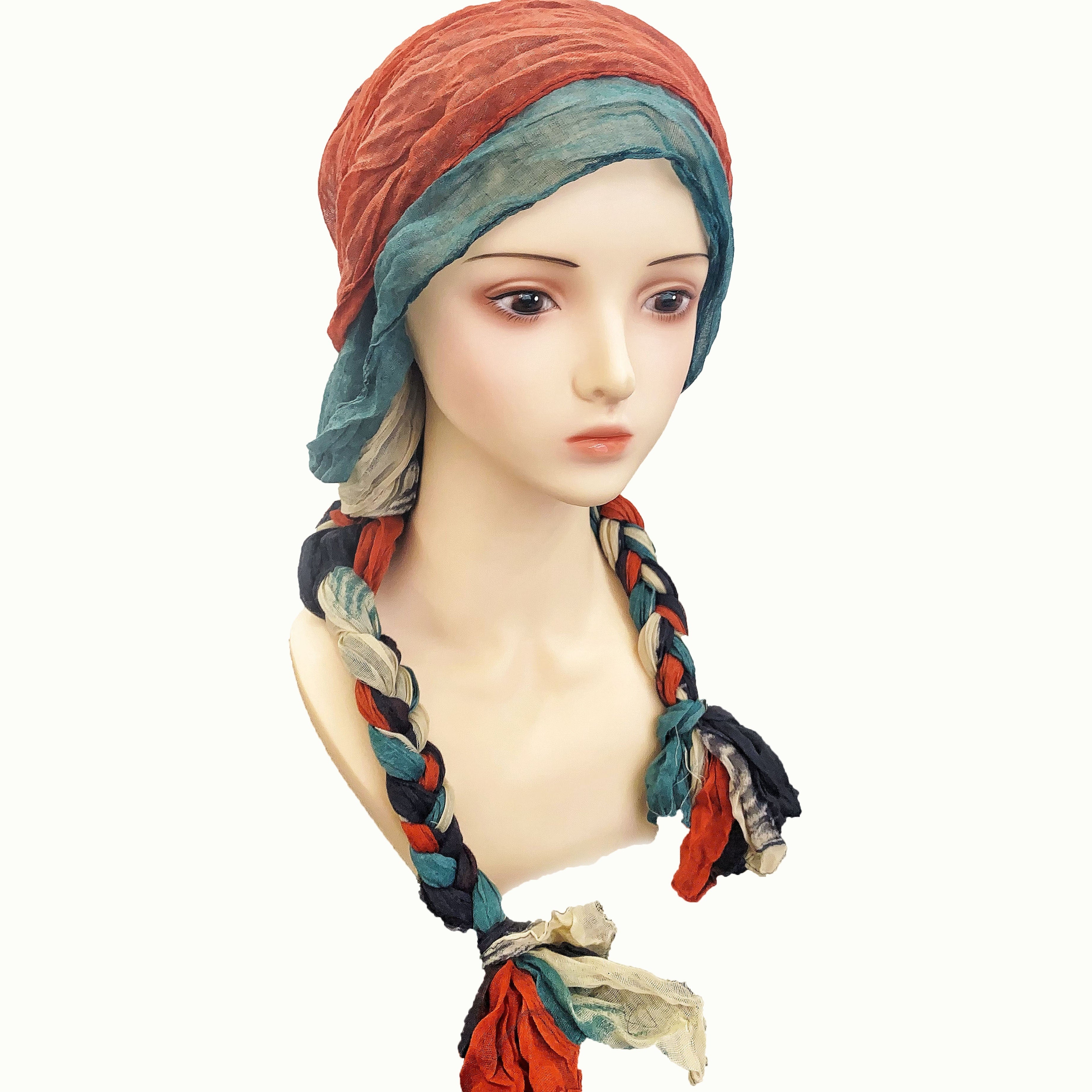 Multifunctional Outdoor Autumn Winter Lightweight Multicolor Braided Turban Hat, Retro Bohemian Style, Daily And Festival Choice for Women