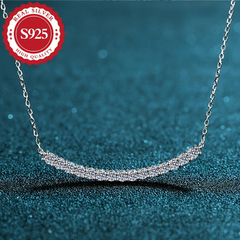 S925 Sterling Silver Elegant Smile Pendant Necklace, a Luxurious Fashion Piece for Women, Hypoallergenic, Perfect for Gifting, Weighs 0.15 oz