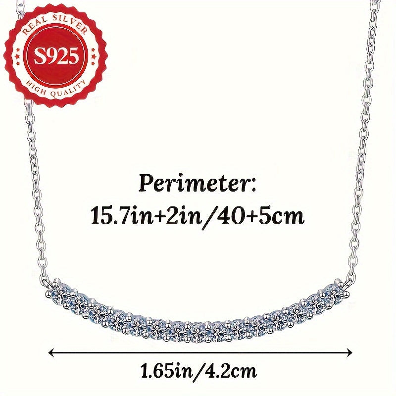 S925 Sterling Silver Elegant Smile Pendant Necklace, a Luxurious Fashion Piece for Women, Hypoallergenic, Perfect for Gifting, Weighs 0.15 oz