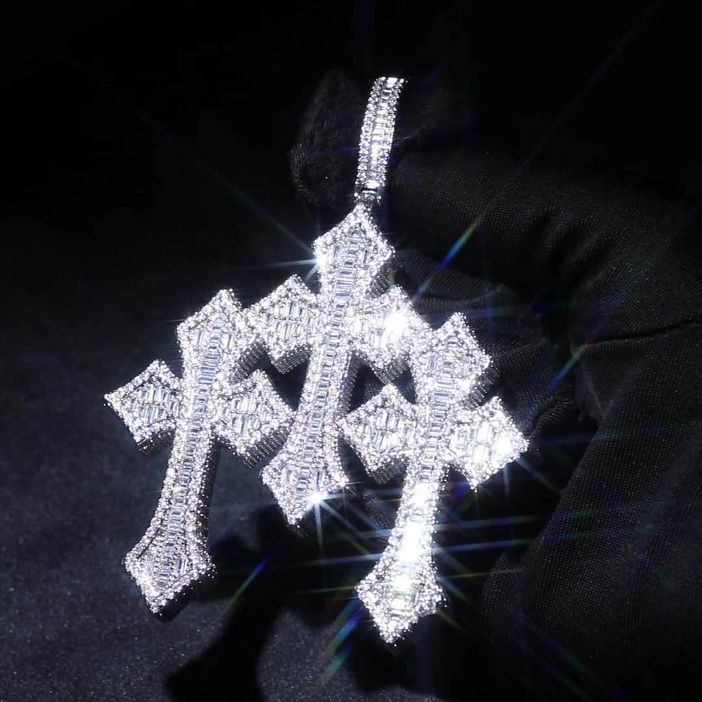 1pc Luxury Fashion Cross Jewelry 24inch Satinless Rope Chain Hip Hop Classic Retro Three-layer Cross Pendant Copper Inlaid Square Synthetic Cubic Zirconiaia Men's Cross Necklace