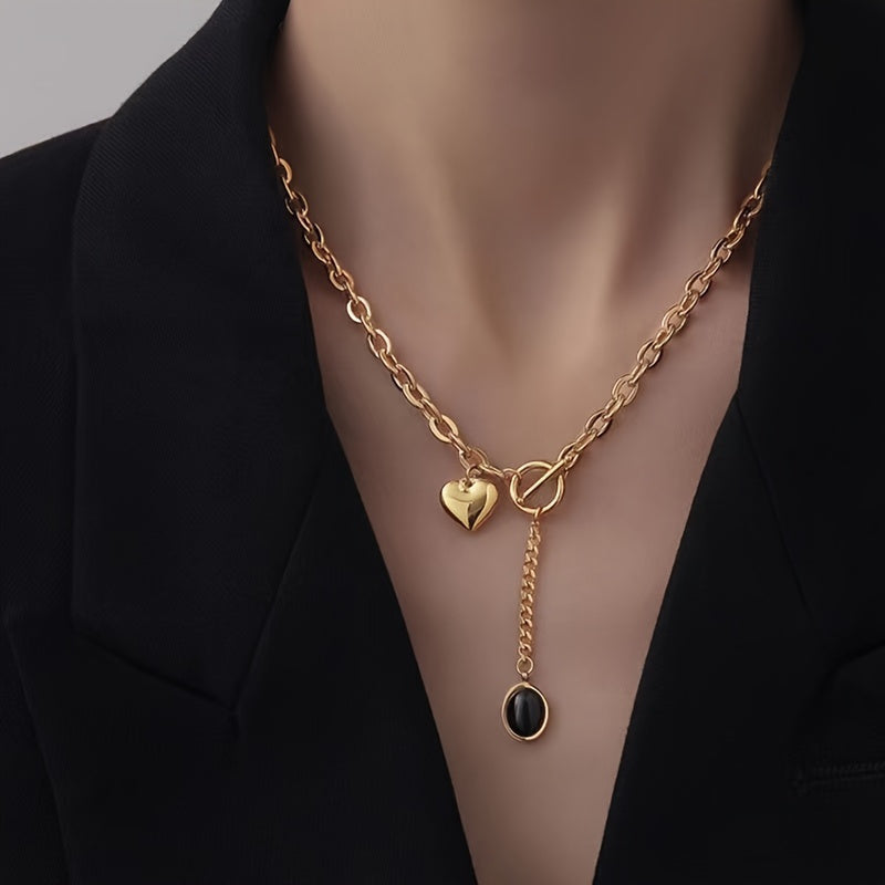 Set of 2 316L 316L Stainless Steel Necklaces Featuring a Thick Chain And Oval Pendant, Perfect for Exquisite Gifts. Ideal for Daily Wear, Parties, And As Trendy Presents for Friends And Family, Packaged in an OPP Bag