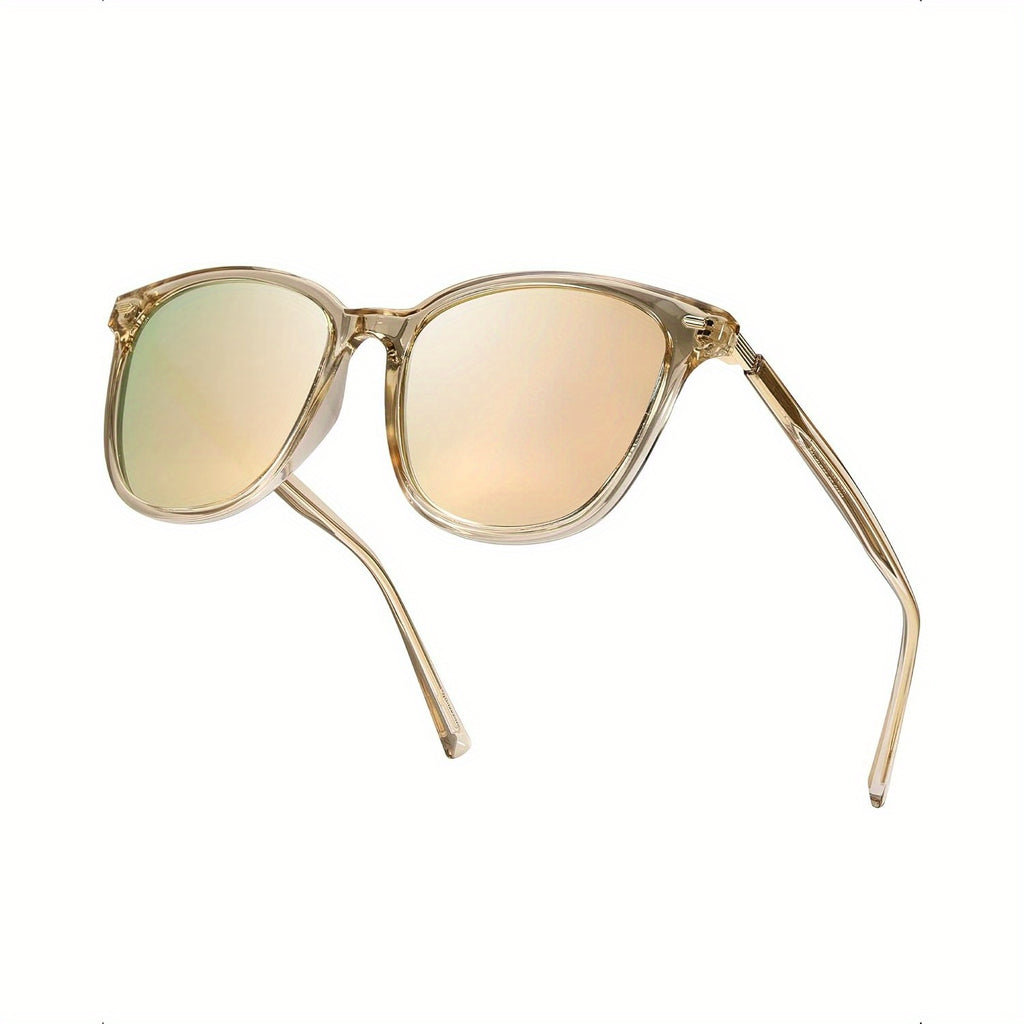Women's Polarized Fashion Glasses with Mirrored Lens & Protection - Trendy & Stylish Large Glasses