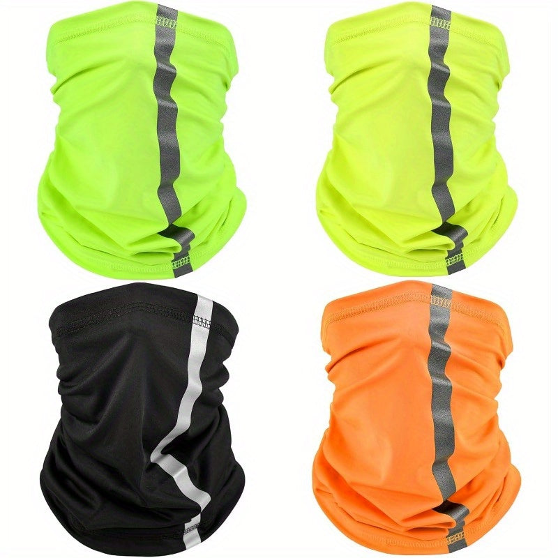 4pcs Reflective Neck Gaiter Visibility Neon Safety Bandana Wind Dust Scarf Bandanas