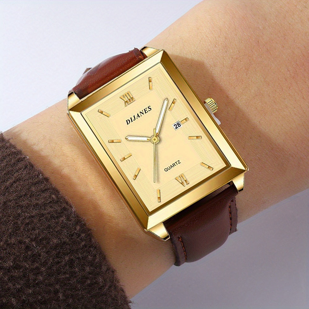 3pcs/Set Square Men'S Watch Sports Casual Wrist Watch Men Business Quartz Watches