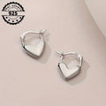 1Pair 925 Sterling Silver Heart-Shaped Hoop Earrings, Unisex Boho Retro Style, Love Jewelry for Gift