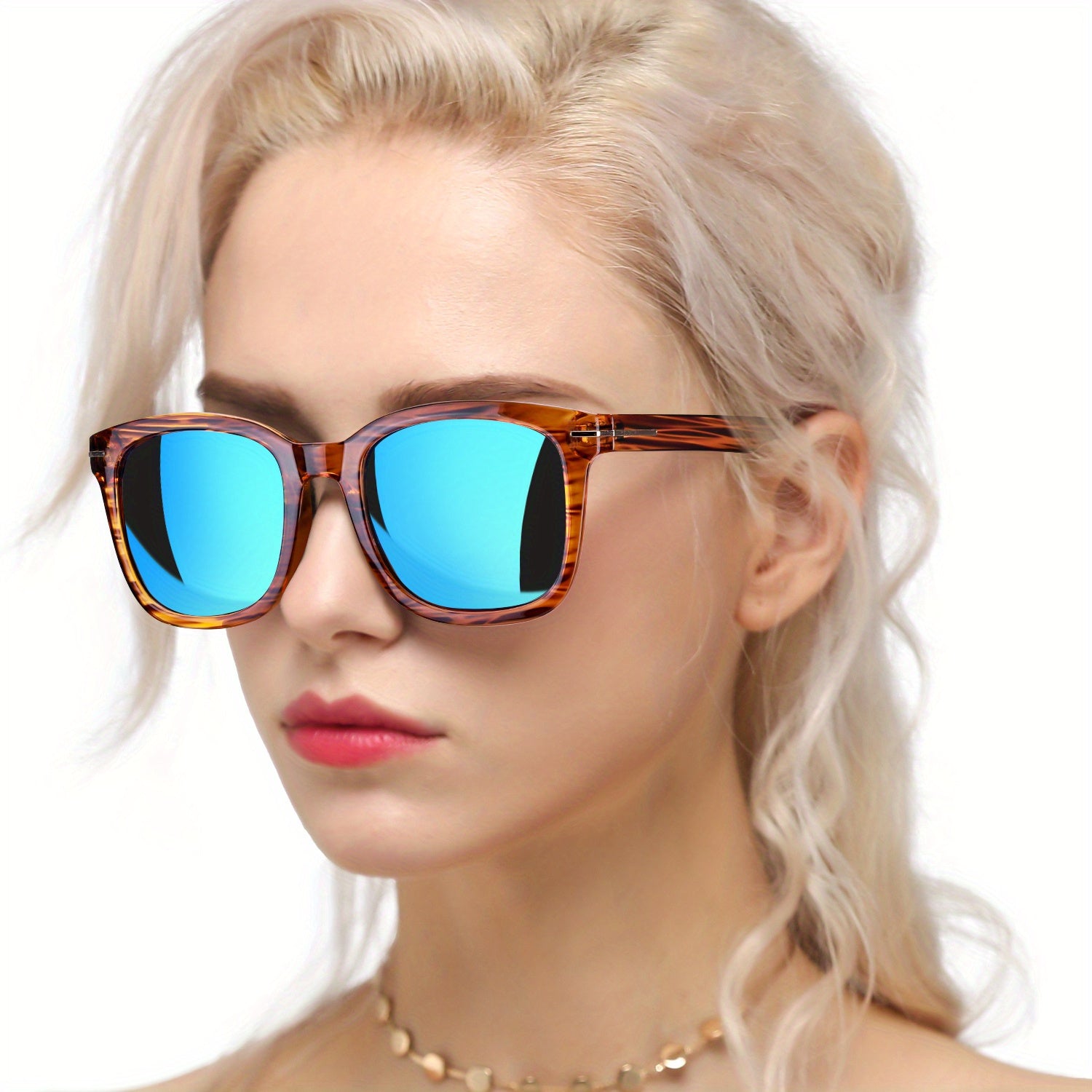 Enafad Classic Polarized Glasses for Women – Trendy Oversized Square Mirrored Fashion Shades with UV400 Protection