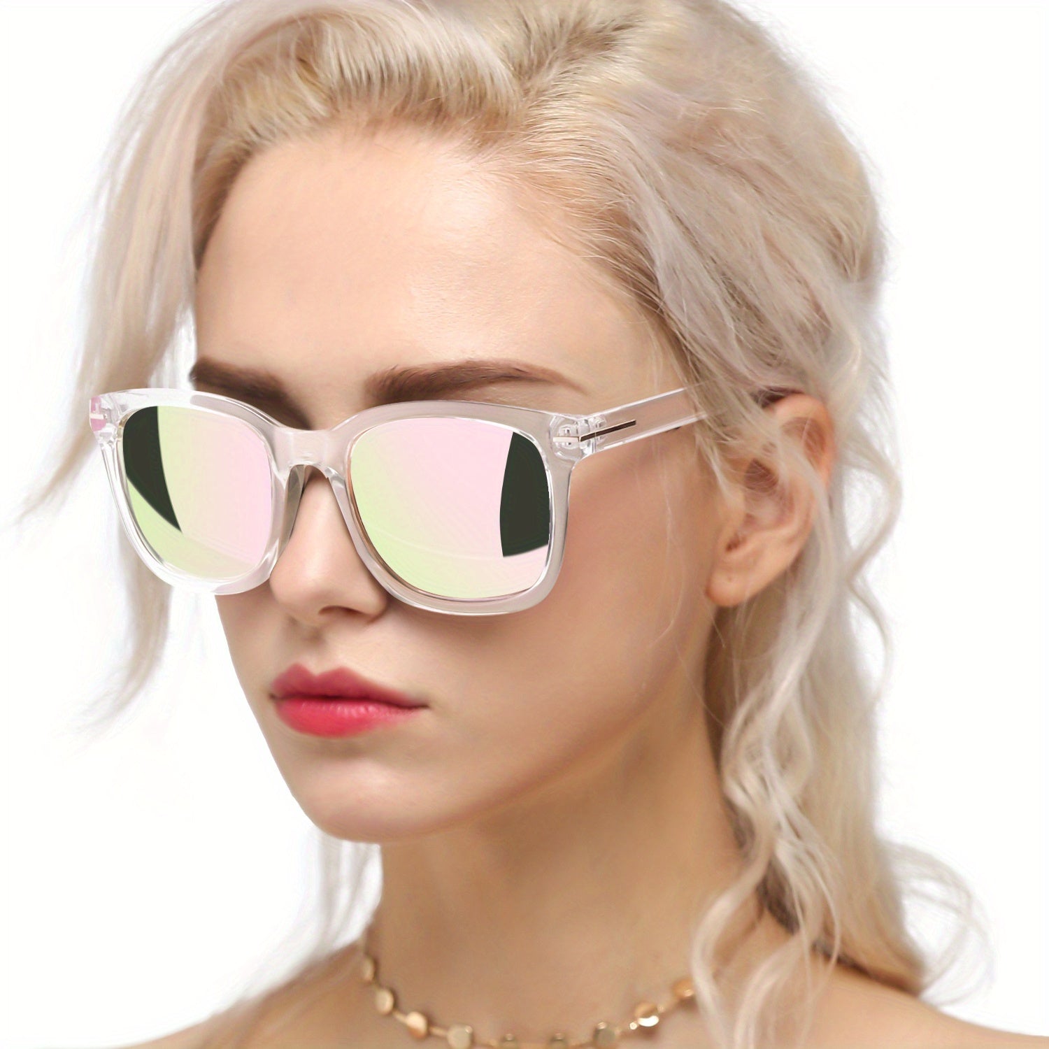 Enafad Classic Polarized Glasses for Women – Trendy Oversized Square Mirrored Fashion Shades with UV400 Protection