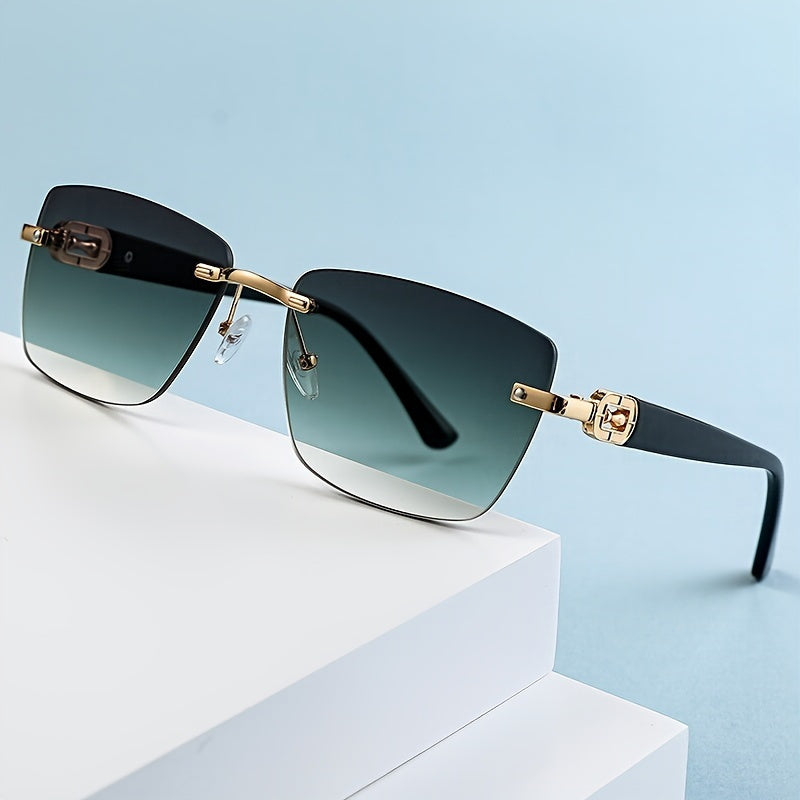 Summer Must Haves, Trendy Square Frameless Fashion Glasses, Unisex Fashion Protective Eyewear with Clear Vision, Perfect for Beach, Vacation, Travel And Cruise, Ideal for Outdoor Activities And Daily Wear