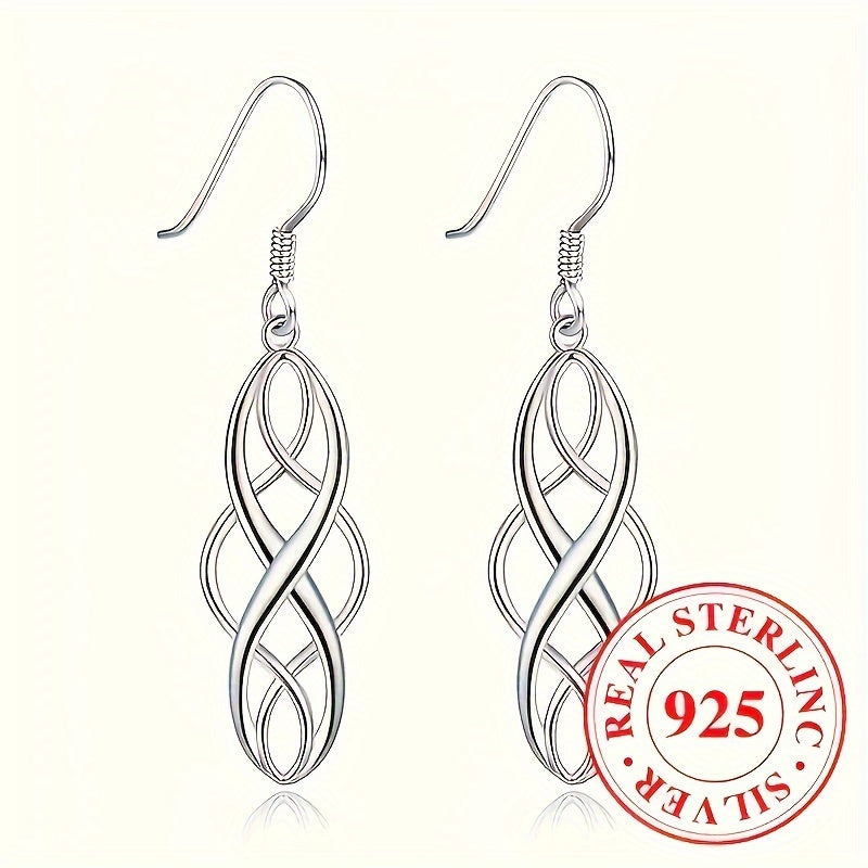 3 Pairs Sterling 925 Silver Hypoallergenic Ear Jewelry Hollow Celtic Knot Design Dangle Earrings Elegant Simple Style Daily Casual